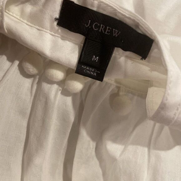 J Crew Pom-Pom Tassel Swim Beach Tunic Top‎ Womens Medium A7444 White - Picture 7 of 9